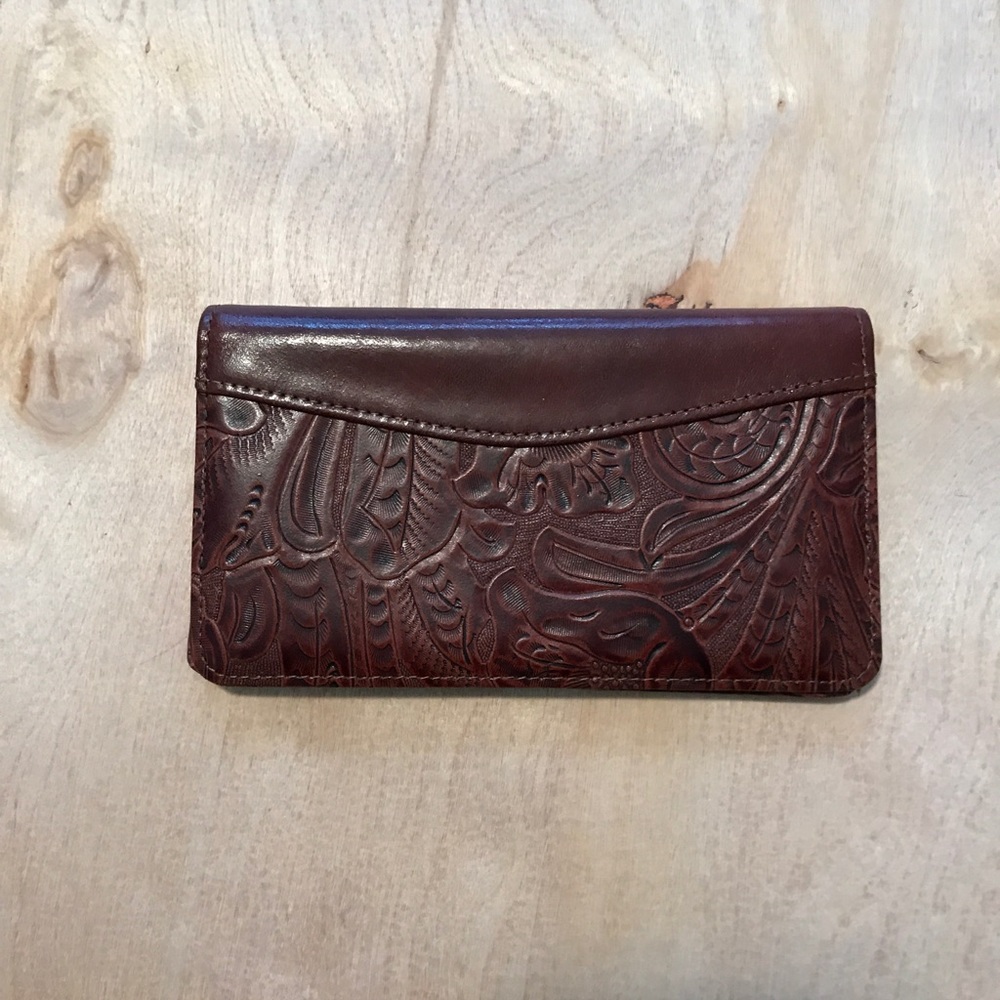 Scully Tooled Cognac Pocket agenda check book NWT